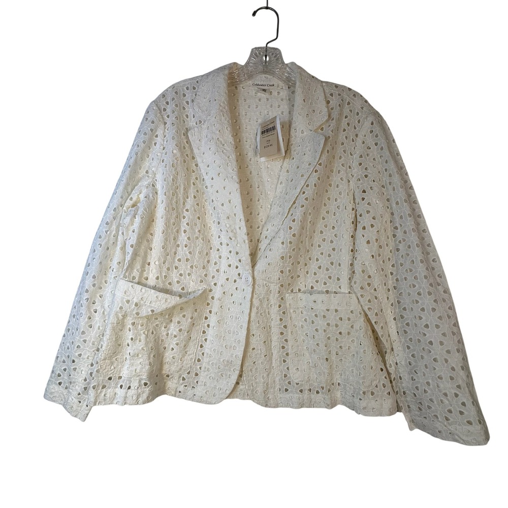 Coldwater Creek Ivory Eyelet Blazer Jacket NWT Petite 16 Single Button Ivory P16